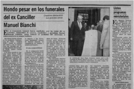 Hondo pesar en los funerales del ex Canciller Manuel Bianchi.