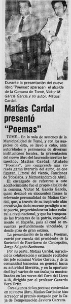 Matías Cardal presentó "Poemas".