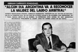 Algún día Argentina va a reconocer la validez del laudo arbitral : [entrevista]