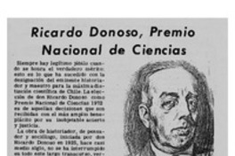 Ricardo Donoso, premio nacioanl de ciencias