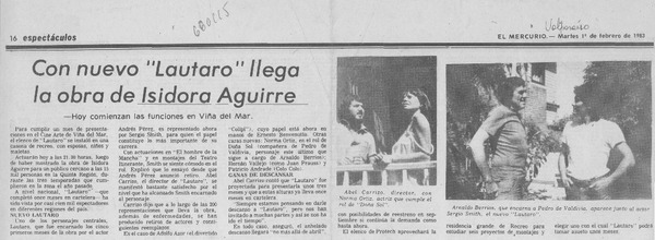 Con nuevo "Lautaro" llega la obra de Isidora Aguirre.