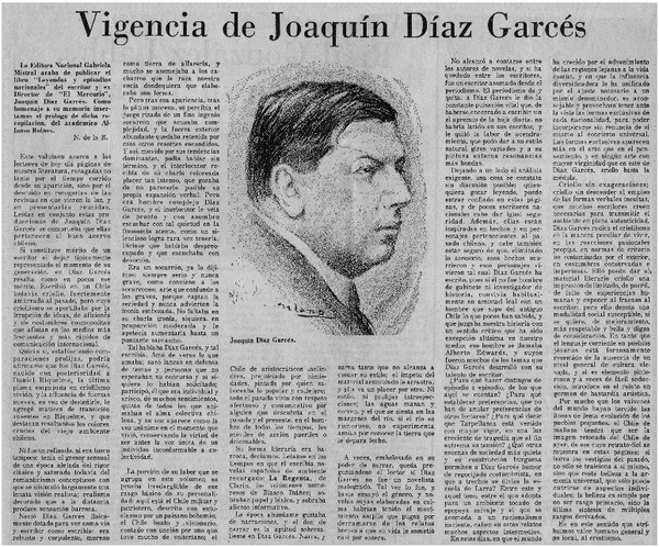 Vigencia de Joaquín Díaz Garcés .