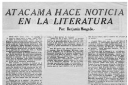 Atacama hace noticia en la literatura