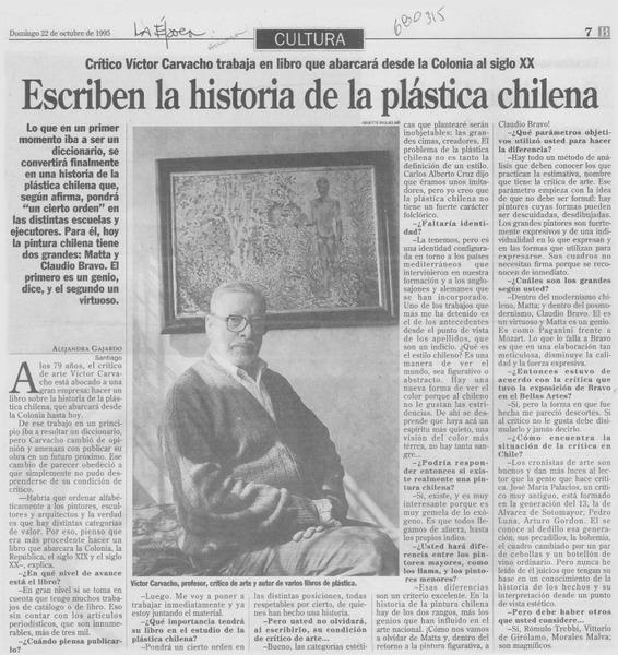 Escriben la historia de la plástica chilena : [entrevista]