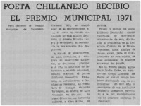 Poeta chillanejo recibió el premio municipal 1971.