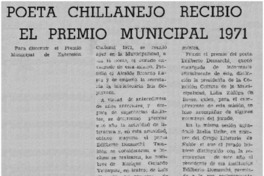 Poeta chillanejo recibió el premio municipal 1971.