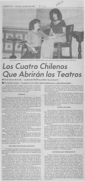 Los cuatro chilenos que abrirán los teatros