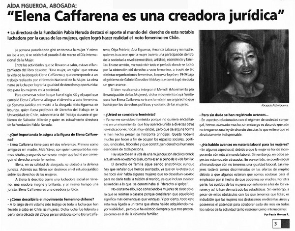 Elena Caffarena es una creadora jurídica : [entrevista]