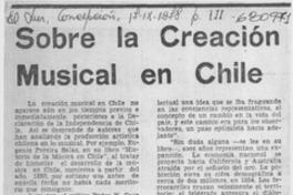 Sobre la creación musical en Chile.