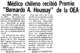 Médico chileno recibió premio "Bernardo A. Houssay" de la OEA.