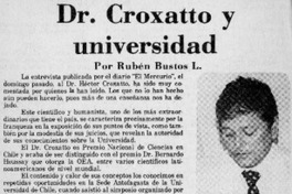 Dr. Croxatto y universidad