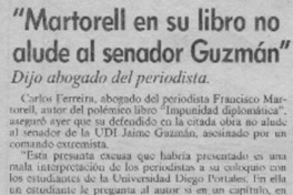 Martorell en su libro no alude al senador Guzmán"