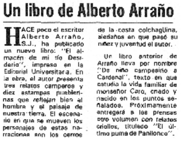 Un Libro de Alberto Arraño.