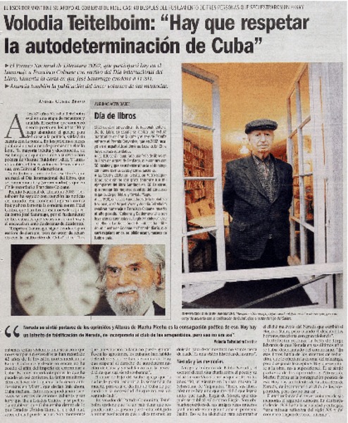 Volodia Teitelboim: "Hay que respetar la autodeterminación de Cuba"