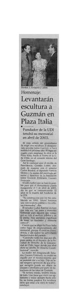 Levatarán escultura a Guzmán en Plaza Italia.