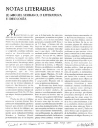 I) Miguel Serrano, o la literatura e ideología