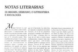 I) Miguel Serrano, o la literatura e ideología