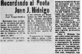 Recordando al poeta Juan J. Hidalgo