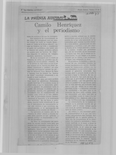 Camilo Henríquez y el periodismo.