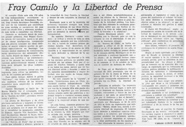 Fray Camilo y la libertad de prensa