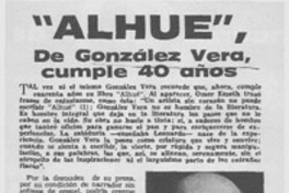 Alhué, de González Vera cumple 40 años.