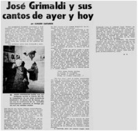 José Grimaldi y sus cantos de ayer y hoy