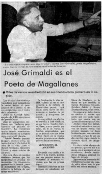 José Grimaldi es el poeta de Magallanes.