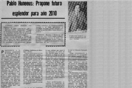 Pablo Huneeus: propone futuro esplendor para año 2010