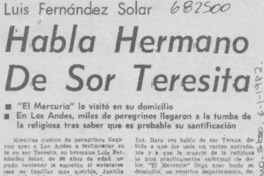 Habla hermano de sor Teresa.