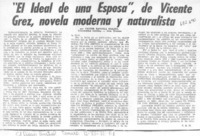 "El ideal de una esposa", de Vicnte Grez, novela moderna y naturalista