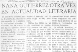 Nana Gutiérrez otra vez en actualidad literaria.