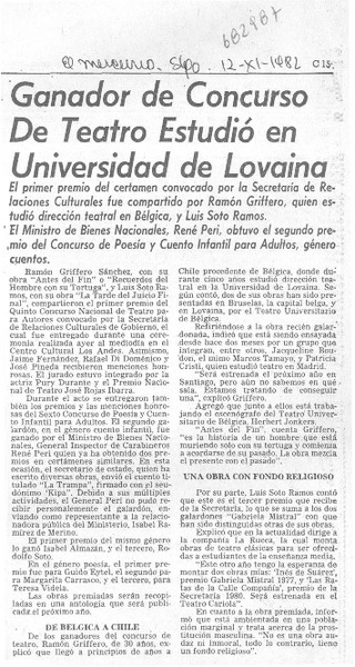 Ganador de concurso de teatro estudió en Universidad de Lovaina.