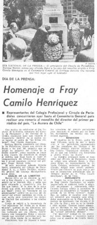 Homenaje a Fray Camilo Henríquez.