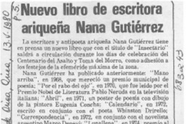 Nuevo libro de escritora ariqueña Nana Gutiérrez.
