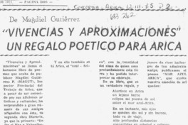 "Vivencias y aproximaciones" un regalo poético para Arica.