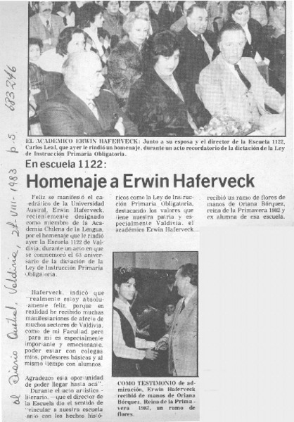 Homenaje a Erwin Haferveck.