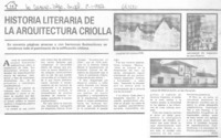 Historia literaria de la arquitectura criolla