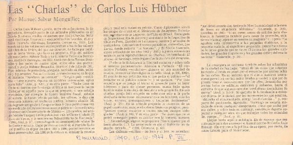 Las "Charlas" de Carlos Luis Hübner