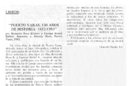 Puerto Varas, 130 años de historia: 1852-1983"