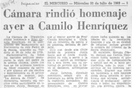 Cámara rindió homenaje ayer a Camilo Henríquez.