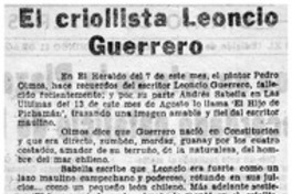 El criollista Leoncio Guerrero