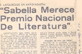 Sabella merece Premio Nacional de Literatura".