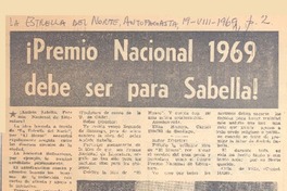 Premio Nacional 1969 debe ser para Sabella!