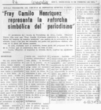 Fray Camilo Henríquez representa la antorcha simbólica del periodismo".