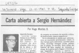 Carta abierta a Sergio Hernández