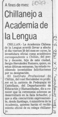 Chillanejo a Academia de la Lengua.