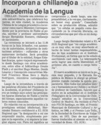 Incorporación a chillanejo a Academia de la Lengua.