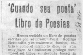 "Cuando sea poeta" libro de poesías.