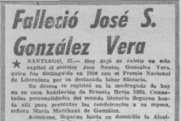 Falleció José S. González Vera.