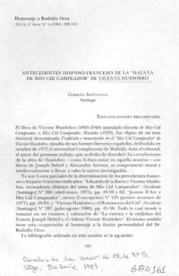 Antecedentes hispano-franceses de la "Hazaña de Mio Cid Campeador" de Vicente Huidobro